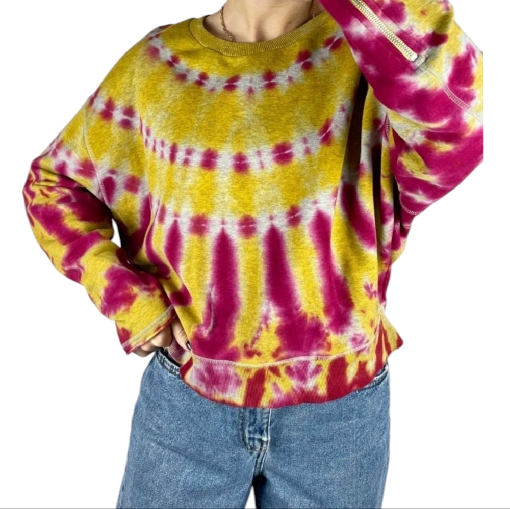 Diesel Tie-Dye Crewneck Sweatshirt Yellow Pink Y2K Bright Colorful Women… - Picture 3 of 17